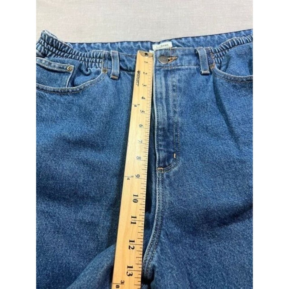 L.L.Bean Insulated Pants Womens 16 Blue Denim Belted Pocketed 34x29 - Picture 7 of 10